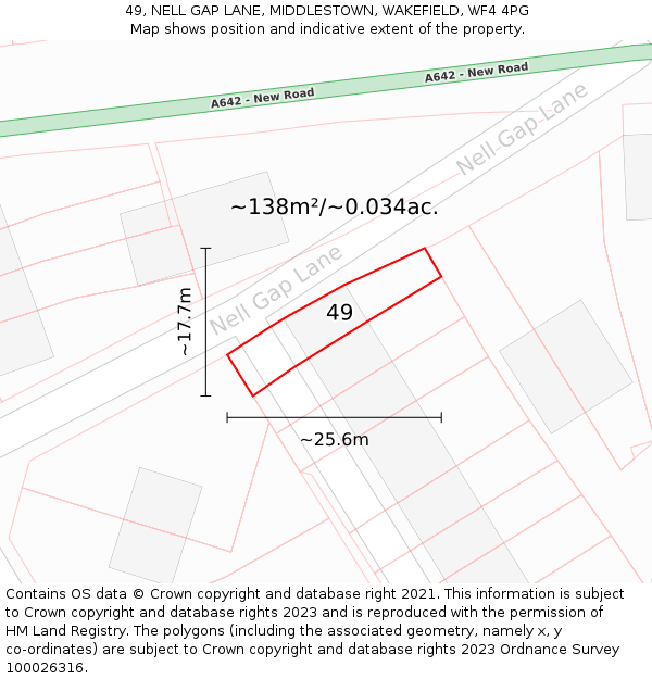 49, NELL GAP LANE, MIDDLESTOWN, WAKEFIELD, WF4 4PG: Plot and title map