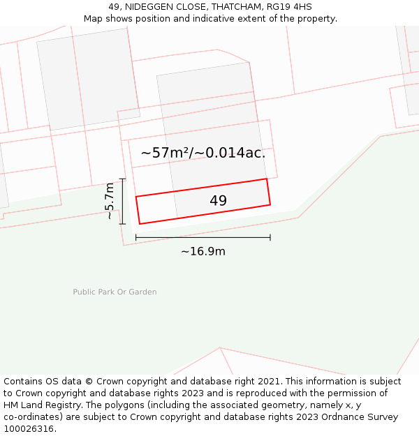 49, NIDEGGEN CLOSE, THATCHAM, RG19 4HS: Plot and title map