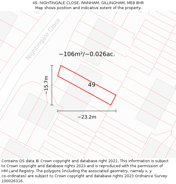 49, NIGHTINGALE CLOSE, RAINHAM, GILLINGHAM, ME8 8HR: Plot and title map