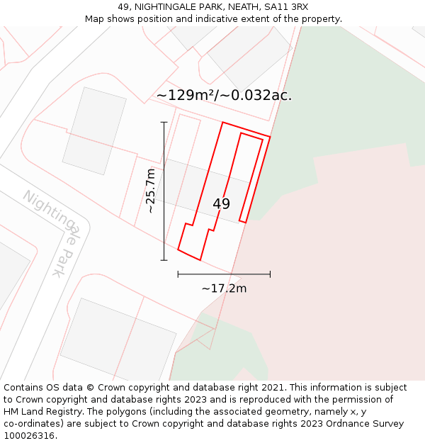 49, NIGHTINGALE PARK, NEATH, SA11 3RX: Plot and title map