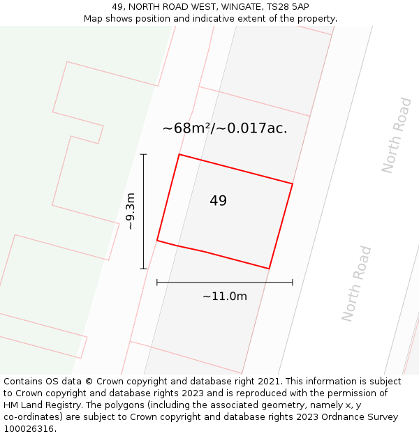49, NORTH ROAD WEST, WINGATE, TS28 5AP: Plot and title map