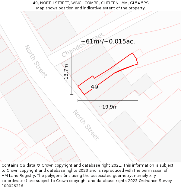 49, NORTH STREET, WINCHCOMBE, CHELTENHAM, GL54 5PS: Plot and title map