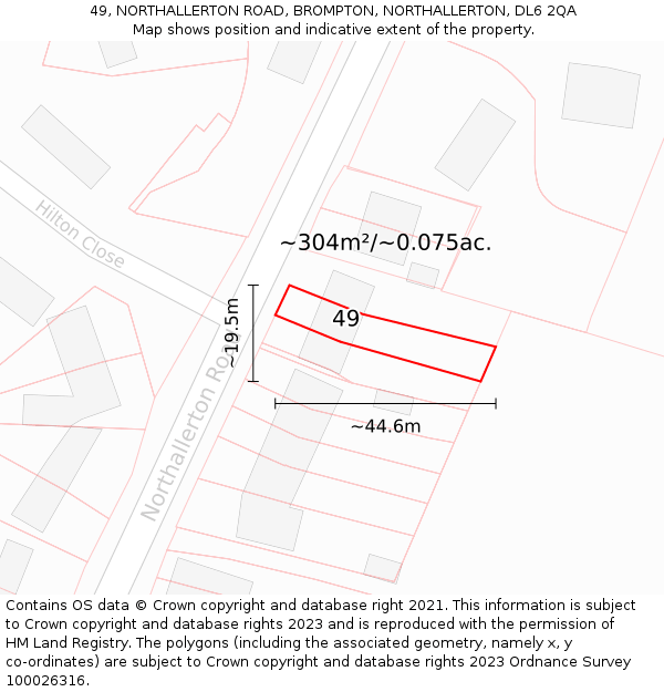 49, NORTHALLERTON ROAD, BROMPTON, NORTHALLERTON, DL6 2QA: Plot and title map