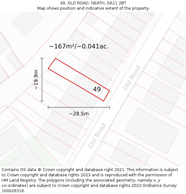 49, OLD ROAD, NEATH, SA11 2BT: Plot and title map