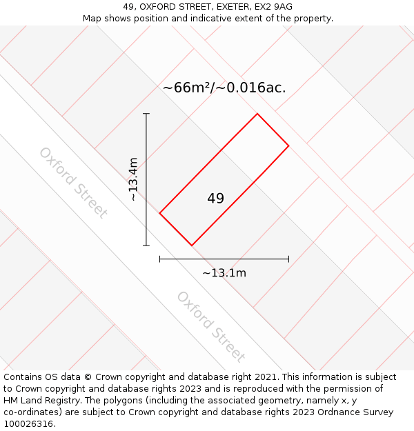 49, OXFORD STREET, EXETER, EX2 9AG: Plot and title map