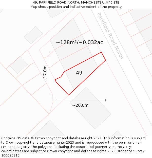 49, PARKFIELD ROAD NORTH, MANCHESTER, M40 3TB: Plot and title map