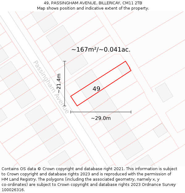 49, PASSINGHAM AVENUE, BILLERICAY, CM11 2TB: Plot and title map