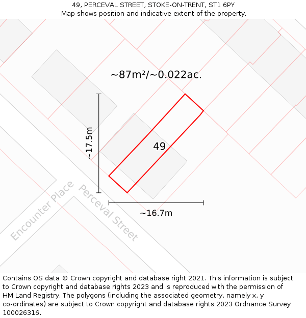 49, PERCEVAL STREET, STOKE-ON-TRENT, ST1 6PY: Plot and title map