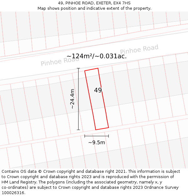 49, PINHOE ROAD, EXETER, EX4 7HS: Plot and title map