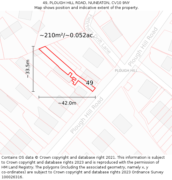 49, PLOUGH HILL ROAD, NUNEATON, CV10 9NY: Plot and title map