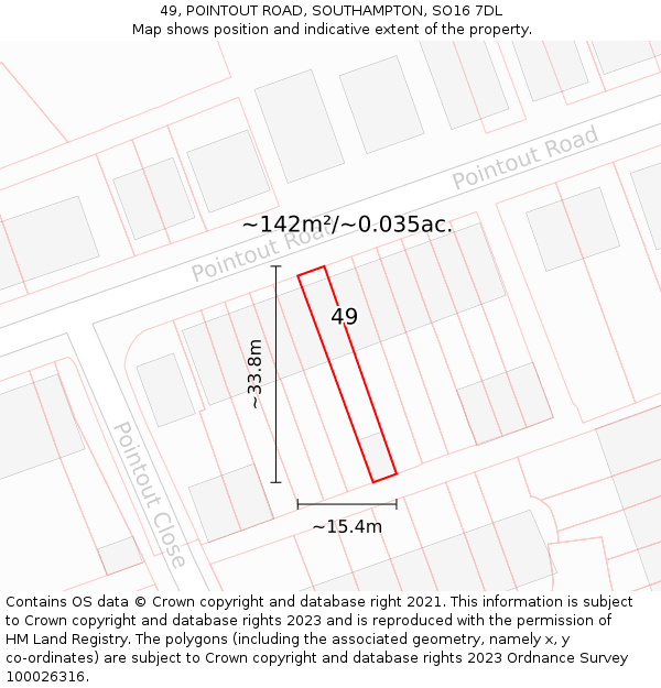 49, POINTOUT ROAD, SOUTHAMPTON, SO16 7DL: Plot and title map