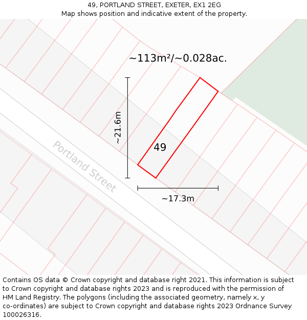 49, PORTLAND STREET, EXETER, EX1 2EG: Plot and title map