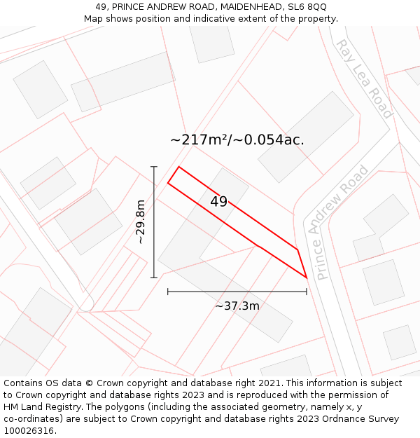 49, PRINCE ANDREW ROAD, MAIDENHEAD, SL6 8QQ: Plot and title map