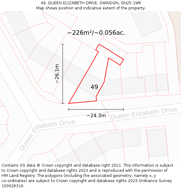49, QUEEN ELIZABETH DRIVE, SWINDON, SN25 1WR: Plot and title map