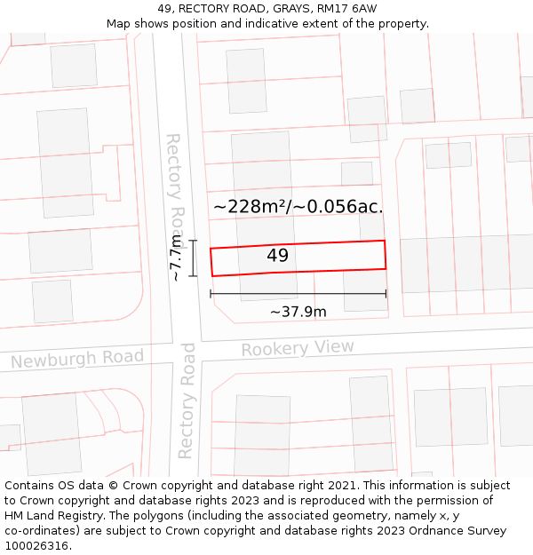 49, RECTORY ROAD, GRAYS, RM17 6AW: Plot and title map
