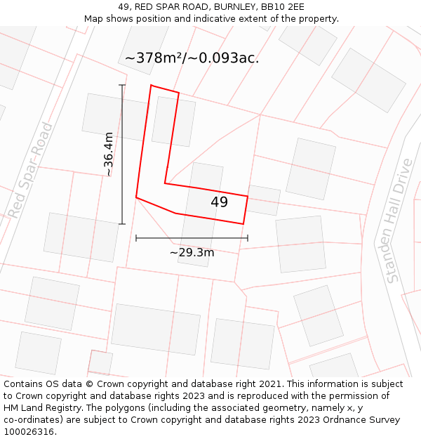 49, RED SPAR ROAD, BURNLEY, BB10 2EE: Plot and title map