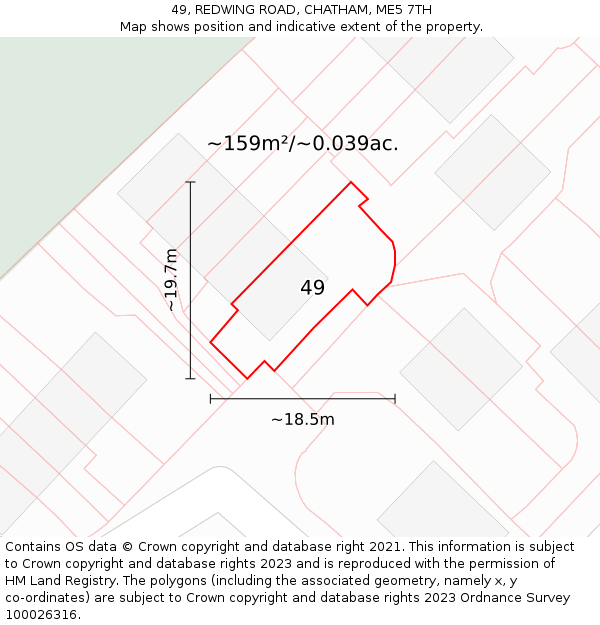 49, REDWING ROAD, CHATHAM, ME5 7TH: Plot and title map