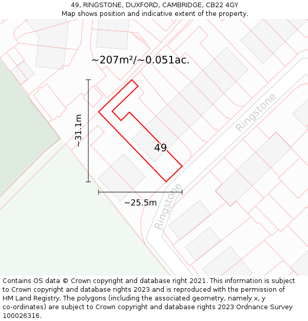 49, RINGSTONE, DUXFORD, CAMBRIDGE, CB22 4GY: Plot and title map