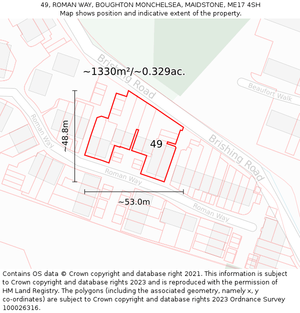 49, ROMAN WAY, BOUGHTON MONCHELSEA, MAIDSTONE, ME17 4SH: Plot and title map