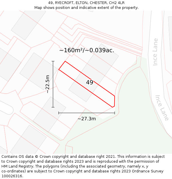 49, RYECROFT, ELTON, CHESTER, CH2 4LR: Plot and title map