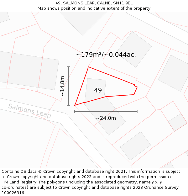 49, SALMONS LEAP, CALNE, SN11 9EU: Plot and title map