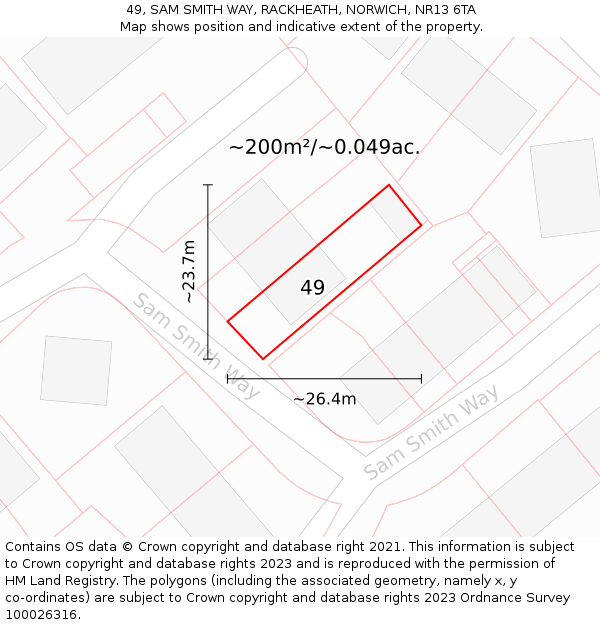 49, SAM SMITH WAY, RACKHEATH, NORWICH, NR13 6TA: Plot and title map