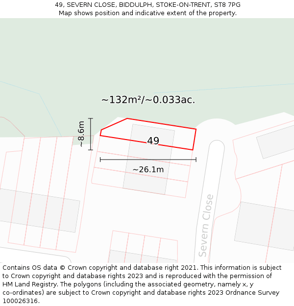 49, SEVERN CLOSE, BIDDULPH, STOKE-ON-TRENT, ST8 7PG: Plot and title map