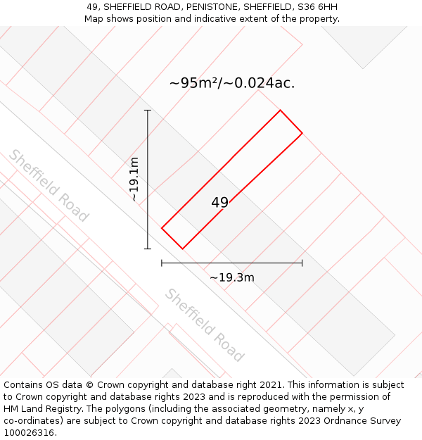 49, SHEFFIELD ROAD, PENISTONE, SHEFFIELD, S36 6HH: Plot and title map