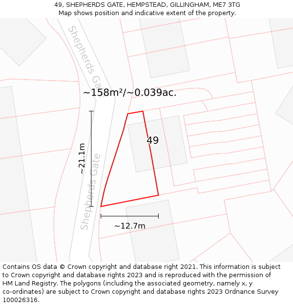 49, SHEPHERDS GATE, HEMPSTEAD, GILLINGHAM, ME7 3TG: Plot and title map