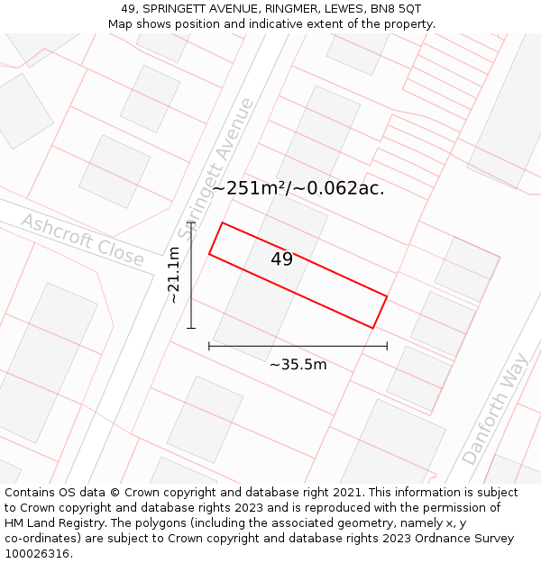 49, SPRINGETT AVENUE, RINGMER, LEWES, BN8 5QT: Plot and title map