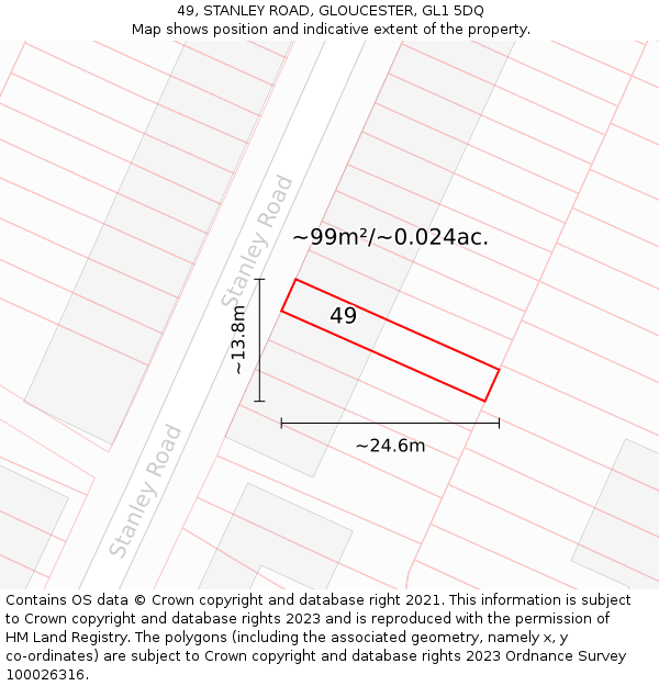 49, STANLEY ROAD, GLOUCESTER, GL1 5DQ: Plot and title map