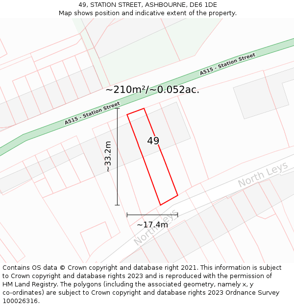 49, STATION STREET, ASHBOURNE, DE6 1DE: Plot and title map