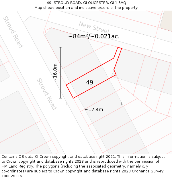 49, STROUD ROAD, GLOUCESTER, GL1 5AQ: Plot and title map