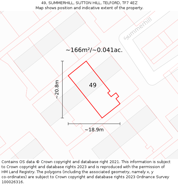 49, SUMMERHILL, SUTTON HILL, TELFORD, TF7 4EZ: Plot and title map