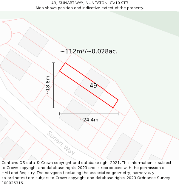 49, SUNART WAY, NUNEATON, CV10 9TB: Plot and title map