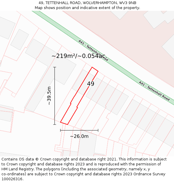49, TETTENHALL ROAD, WOLVERHAMPTON, WV3 9NB: Plot and title map
