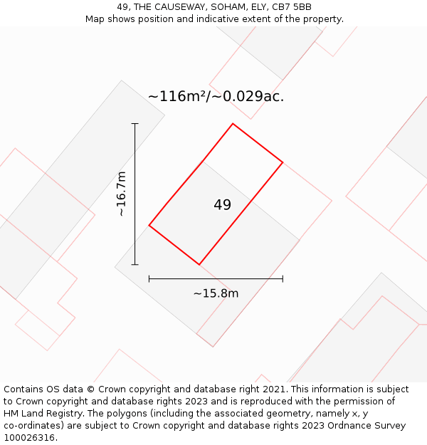 49, THE CAUSEWAY, SOHAM, ELY, CB7 5BB: Plot and title map