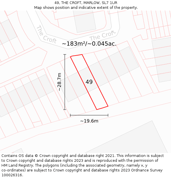49, THE CROFT, MARLOW, SL7 1UR: Plot and title map