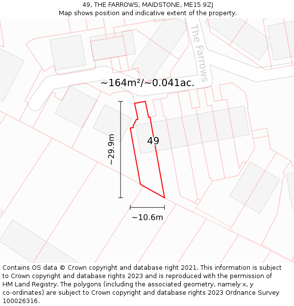 49, THE FARROWS, MAIDSTONE, ME15 9ZJ: Plot and title map