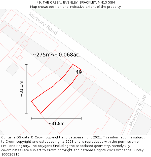 49, THE GREEN, EVENLEY, BRACKLEY, NN13 5SH: Plot and title map
