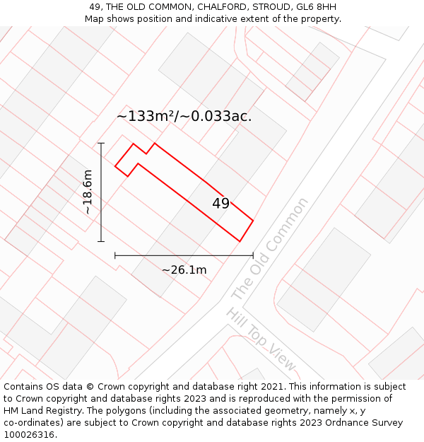 49, THE OLD COMMON, CHALFORD, STROUD, GL6 8HH: Plot and title map