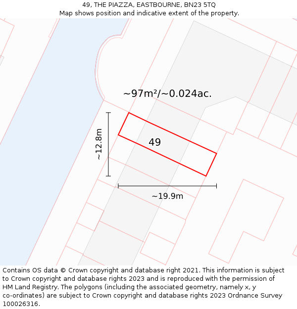 49, THE PIAZZA, EASTBOURNE, BN23 5TQ: Plot and title map