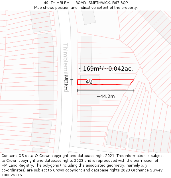 49, THIMBLEMILL ROAD, SMETHWICK, B67 5QP: Plot and title map