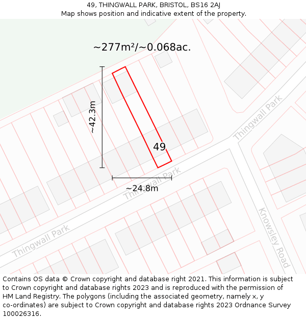 49, THINGWALL PARK, BRISTOL, BS16 2AJ: Plot and title map