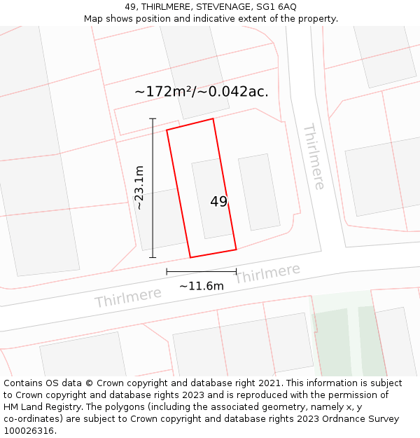49, THIRLMERE, STEVENAGE, SG1 6AQ: Plot and title map