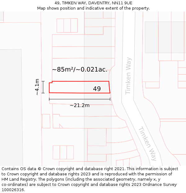49, TIMKEN WAY, DAVENTRY, NN11 9UE: Plot and title map
