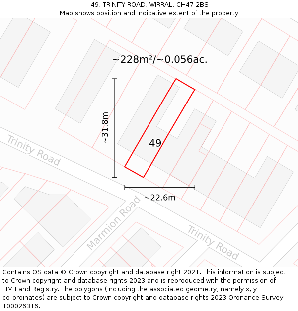 49, TRINITY ROAD, WIRRAL, CH47 2BS: Plot and title map