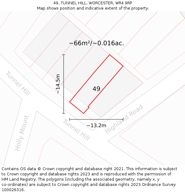 49, TUNNEL HILL, WORCESTER, WR4 9RP: Plot and title map