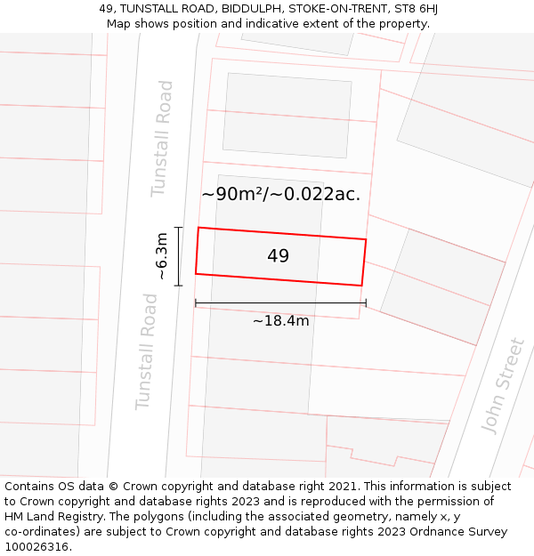 49, TUNSTALL ROAD, BIDDULPH, STOKE-ON-TRENT, ST8 6HJ: Plot and title map