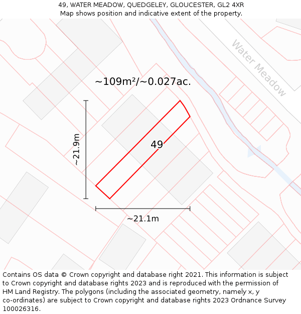 49, WATER MEADOW, QUEDGELEY, GLOUCESTER, GL2 4XR: Plot and title map